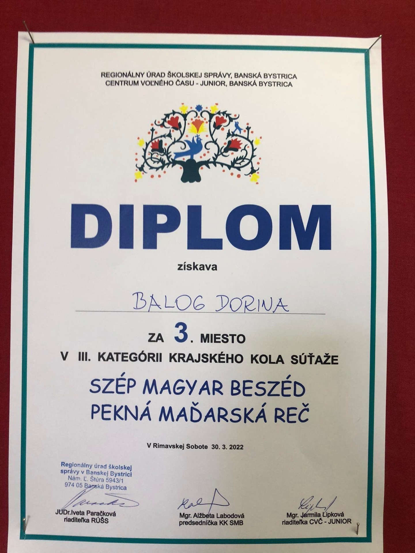 diplom za 3. miesto